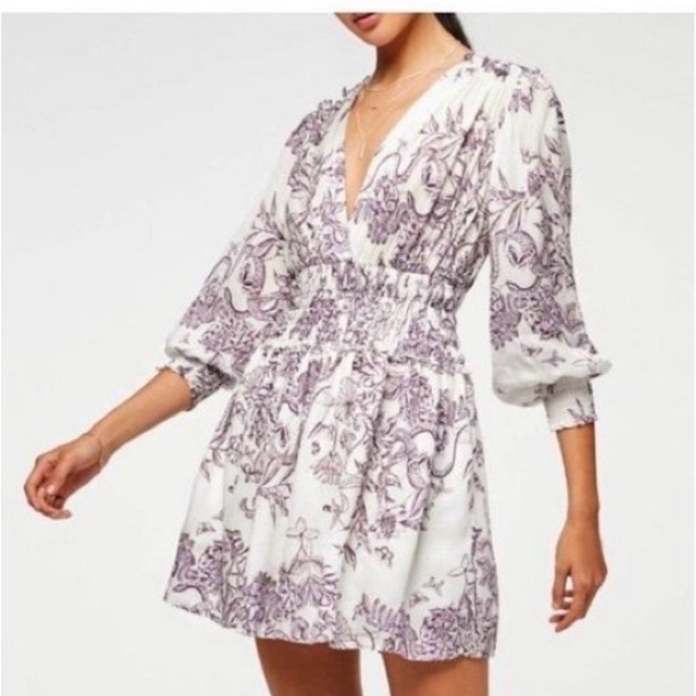 7 For All Mankind Long Sleeved Smocked Dress - Floral Print - Size Small